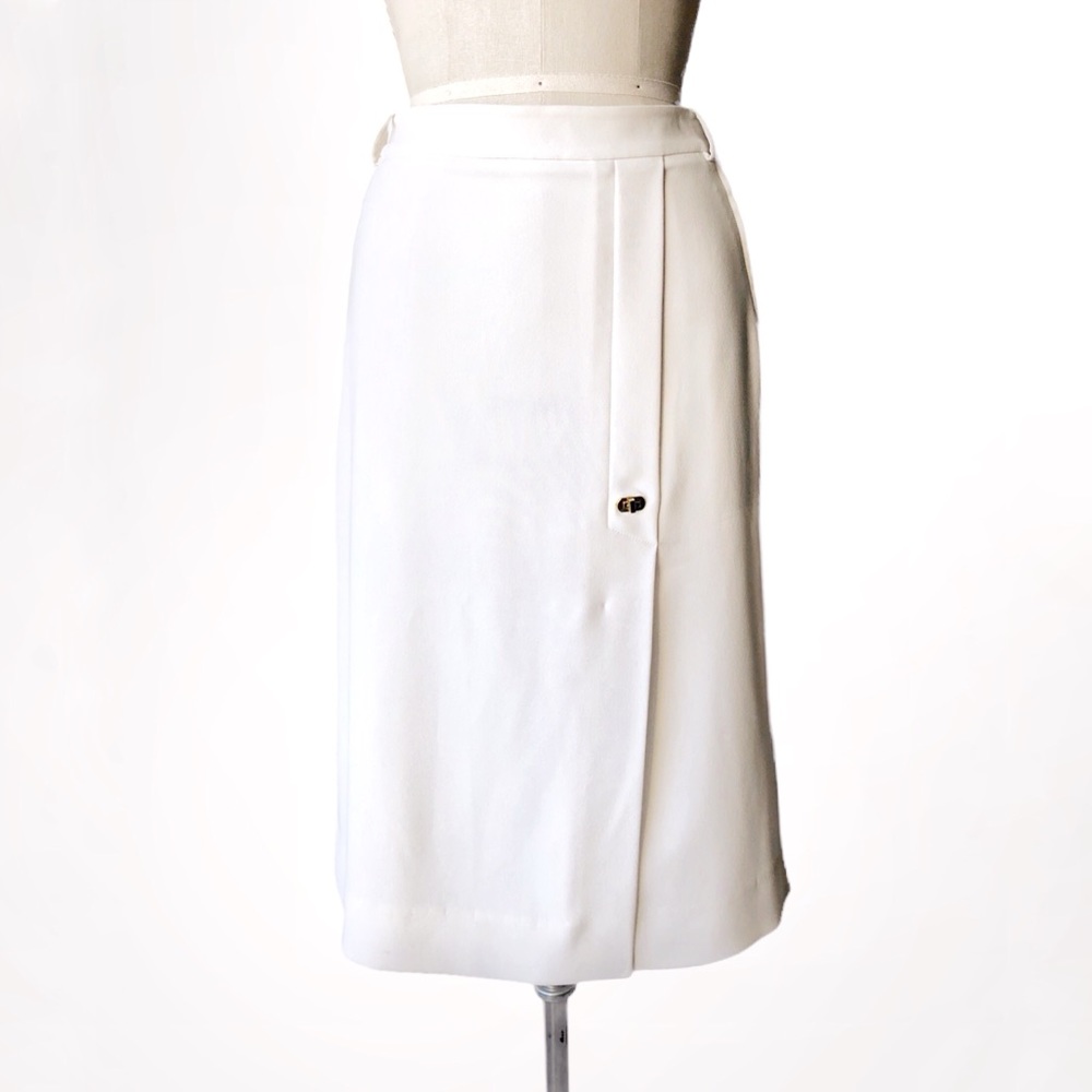 Halston heritage white asymmetirc pencil skirt sz4